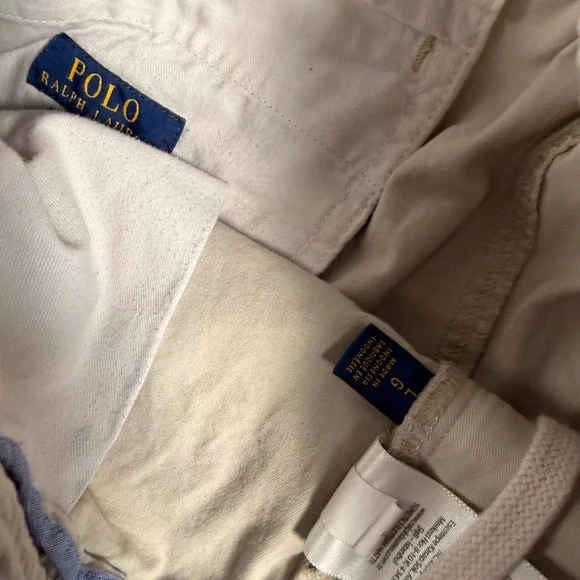 Polo Ralph Lauren Mens Large Tan Khaki Elastic Waist Pull On Twill Shorts - Picture 6 of 8